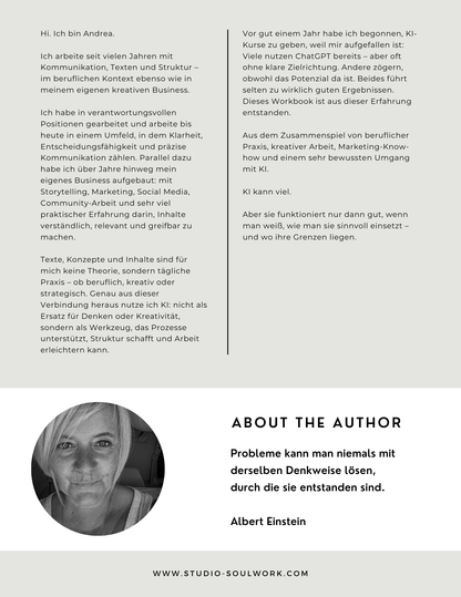WORKBOOK (107 Seiten) Arbeiten mit KI – ohne den Kopf abzugeben - Fundierte Inhalte für Klarheit, Struktur & Verantwortung